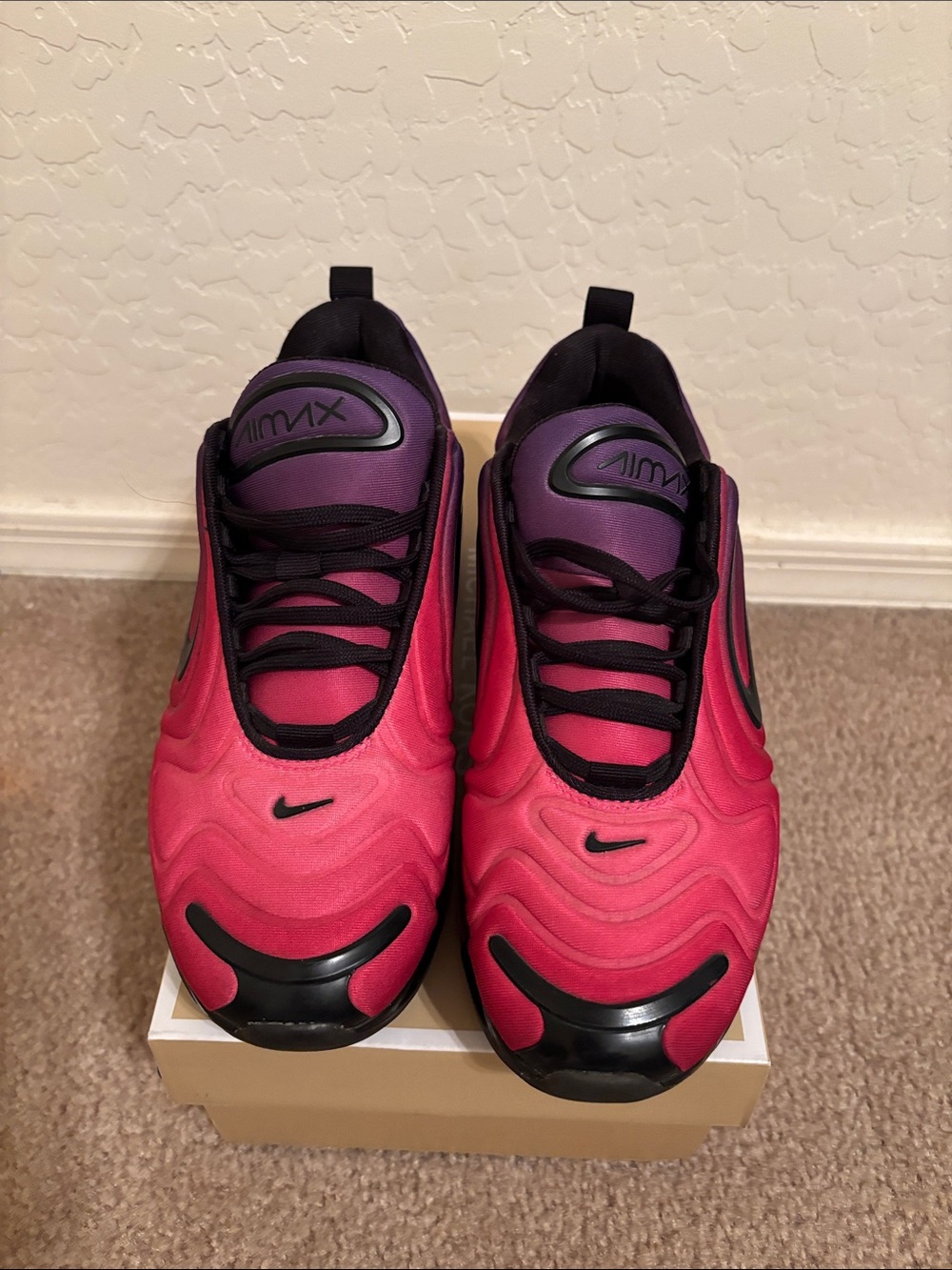 Nike Gradient Pink to Purple Air Max Sneakers with Black Accents
